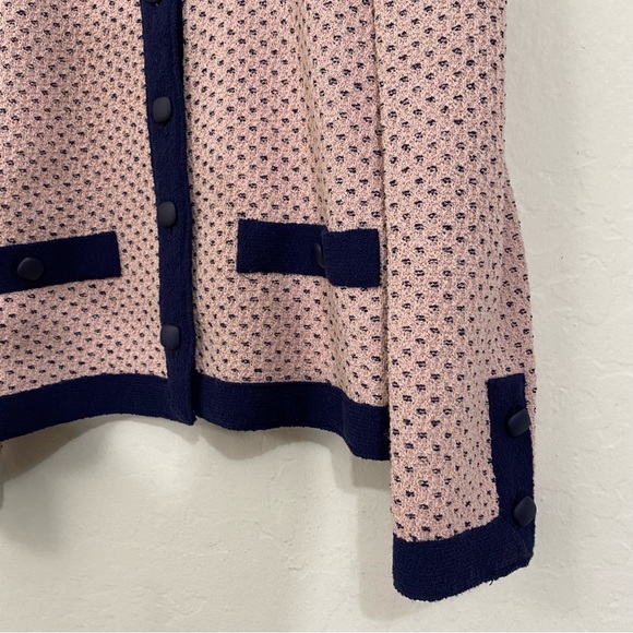 Castleberry Women’s 10 Vintage Pink Navy Button up V Neck Blazer Jacket - Picture 4 of 8